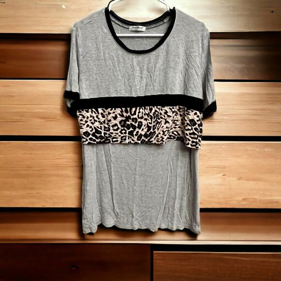 Bearsland Women’s Maternity Nursing Top Short Sleeve Patchwork Breastfeeding Tee - Picture 8 of 13